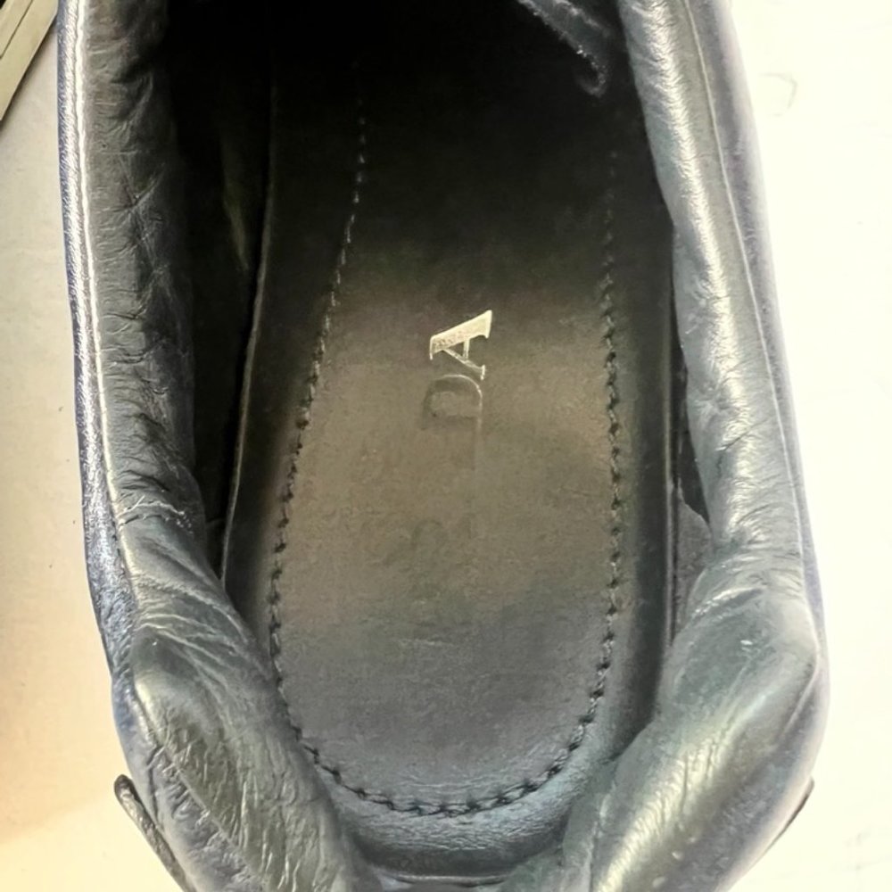 Prada navy leather men fashion sneakers size 10 - Picture 6 of 8